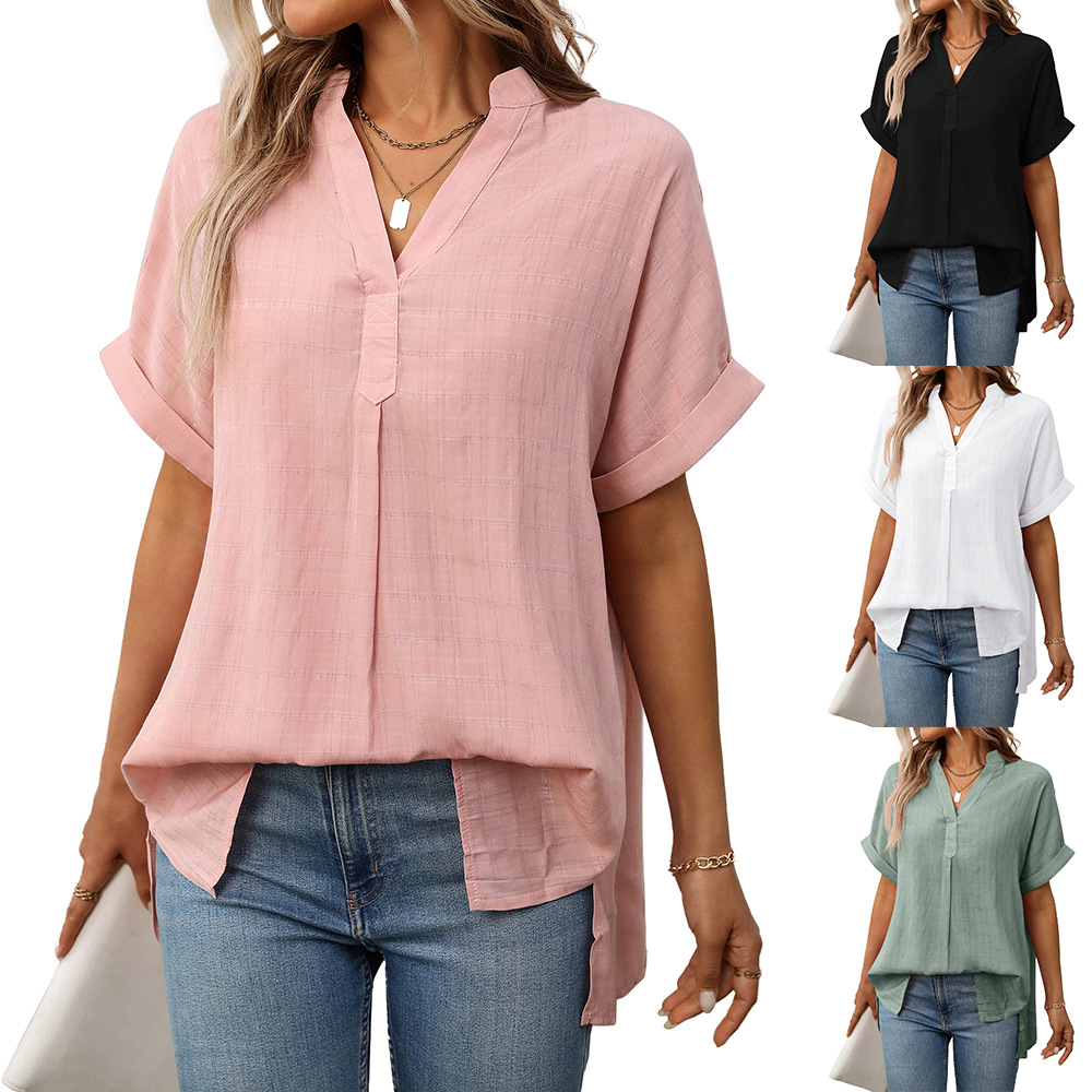 Afslappet bluse dame skjorter og bluser løse toppe til kvinder tøj pink grøn sort hvid bluser til kvinder bluse femme