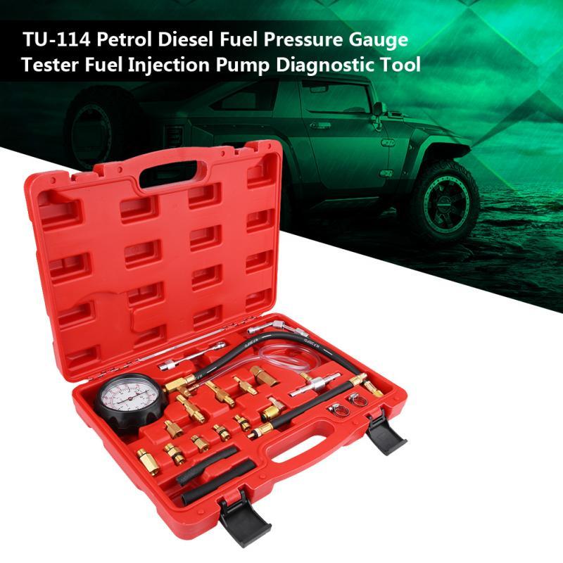 Fuel Injector Tester TU-114 Gasoline Fuel Injector Pressure Testing Pump Injection Pump Tool Kit Tester Pressure Gauge Gasoline