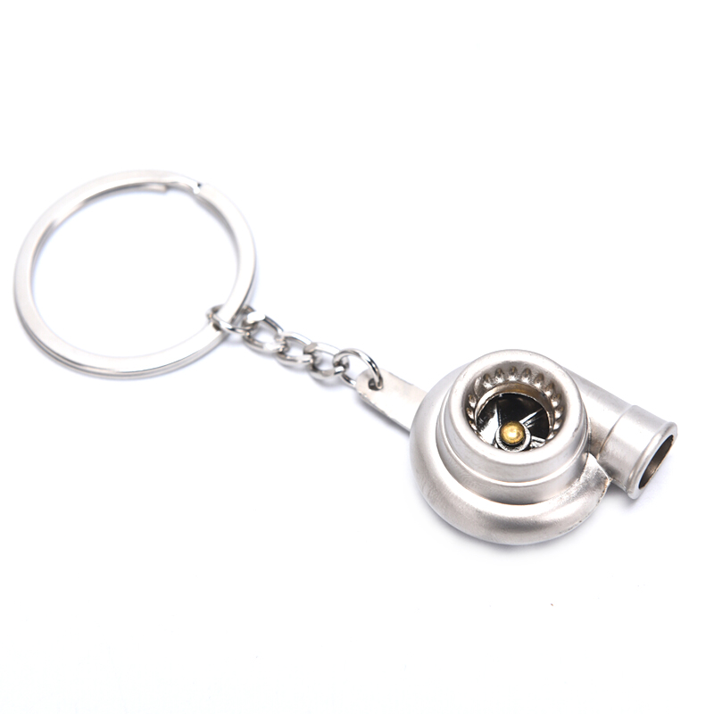 Special Metal Auto Part Turbo Chain Model Key Chains Turbine Turbocharger Blower Key Ring: white