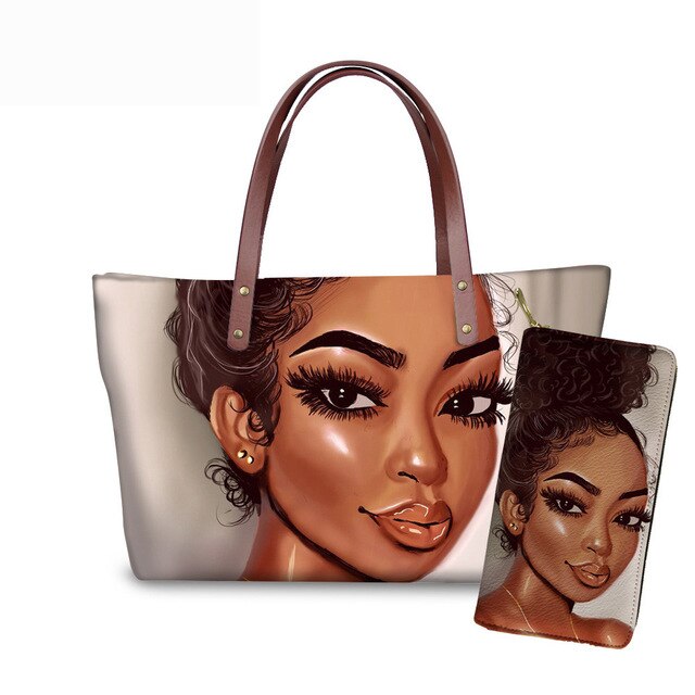 Handbags Women Bags Pan African Girl Custom mode Printing 2pcs/set Shoulder Bag&Wallet UNIA Flag Females Top-Handle Bags