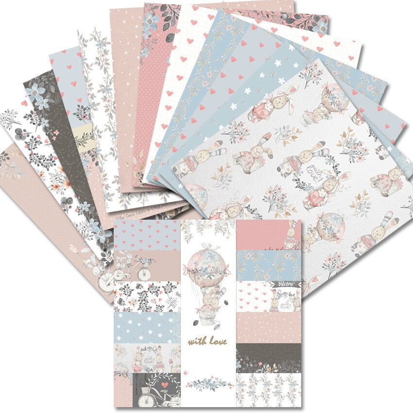 YPP CRAFT 12 Sheets With Love Scrapbooking Pads Paper Origami Art Background Paper Card Making DIY Scrapbook Paper Craft
