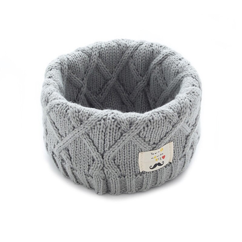 Autumn Winter Cute Kids Scarf Girls Boys Knitted Wool Scarves Children Solid Color Warm O Ring Scarf Outdoor Crochet Neck Warmer: gray