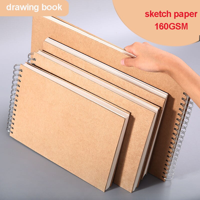 Drawing sketchbook Thick paper 160 GSM Spiral notebook diary Art school supplies Pencil drawing notepad Stationery