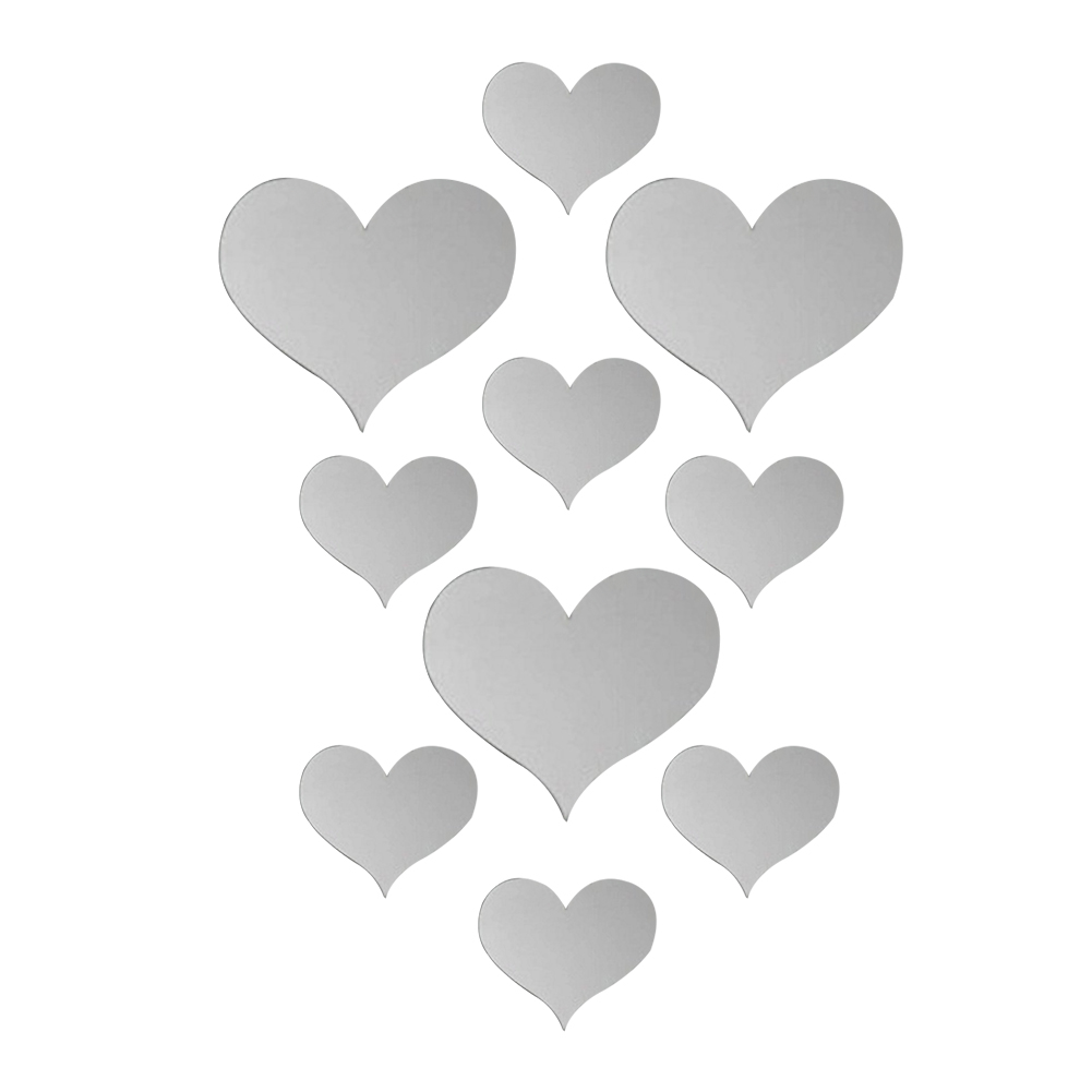 3D Mirror Sticker DIY Self Adhesive Acrylic Mirror Mural Decals Modern Bedroom Living Room Background Art Home Decoration: Silver 10pcs