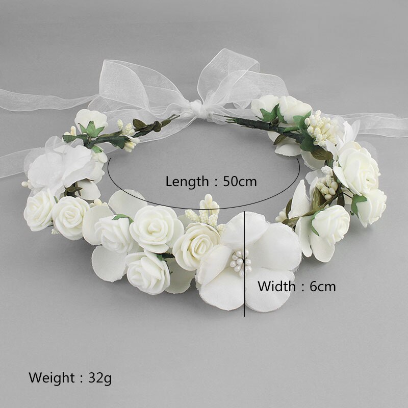 Tocado de novia con corona de rosas, diadema de encaje Floral a la , diadema Tricolor opcional, diadema de playa