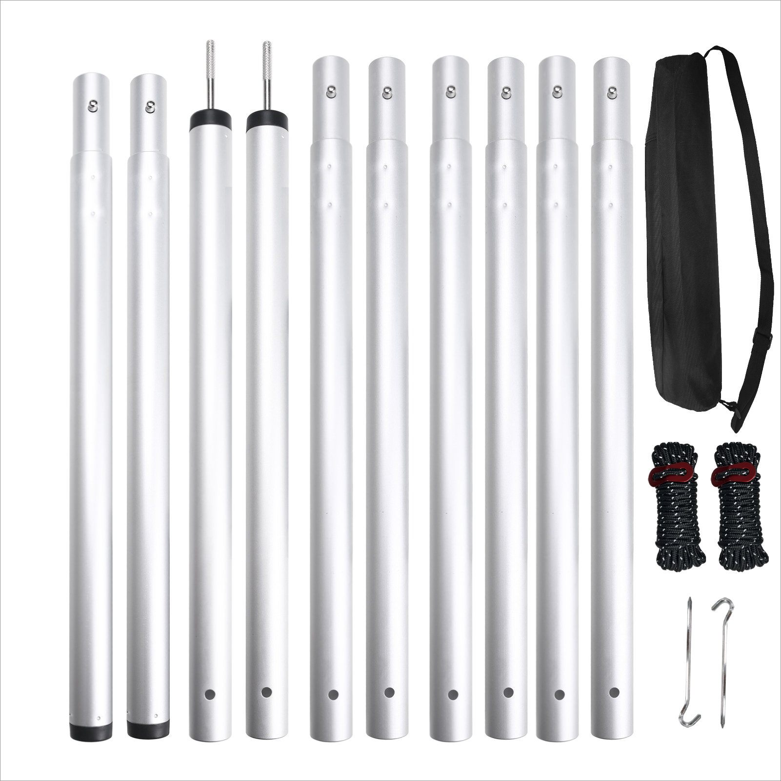 197CM Folding Tarp Pole Awning Rod Foldable Tent Pole Support Stand Pole Outdoor Camping Sun Shelter Sticks Tent Accessories: WHITE