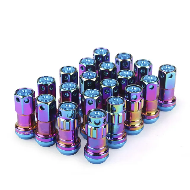 Coole R40 44-mm-Radmuttern M12x1,5/1,25 Rennradmuttern 20 Stück verriegelnde Rennradmuttern + 2 Sätze Sicherheitsschlüssel: m12x1,5 / Silber