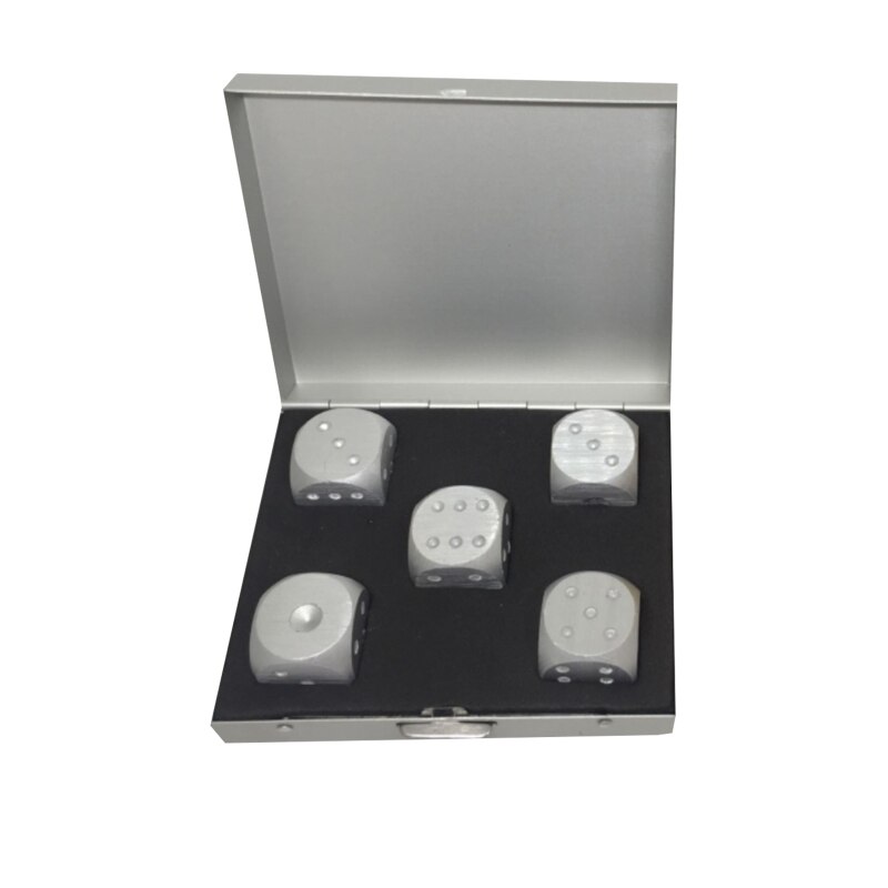 5pcs Aluminum Alloy Dice Whisky Dice Stones Ice Cubes Bucket Reusable Chilling Stones For Whiskey Portable Entertainment Props: silver B