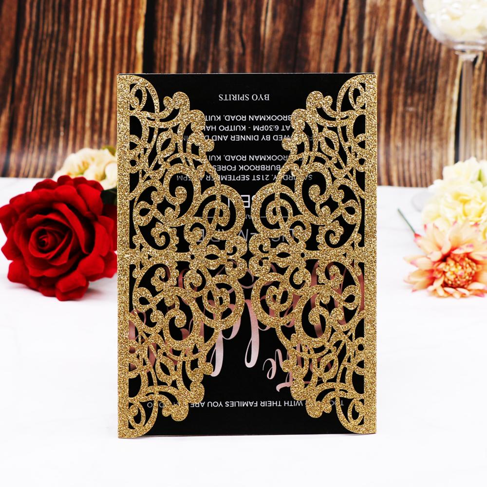 20pcs/lo Glittery Sliver Wedding Invitation Card Luxury Color Birthday Business Party Invitation Card Ceremony Invitation Cards