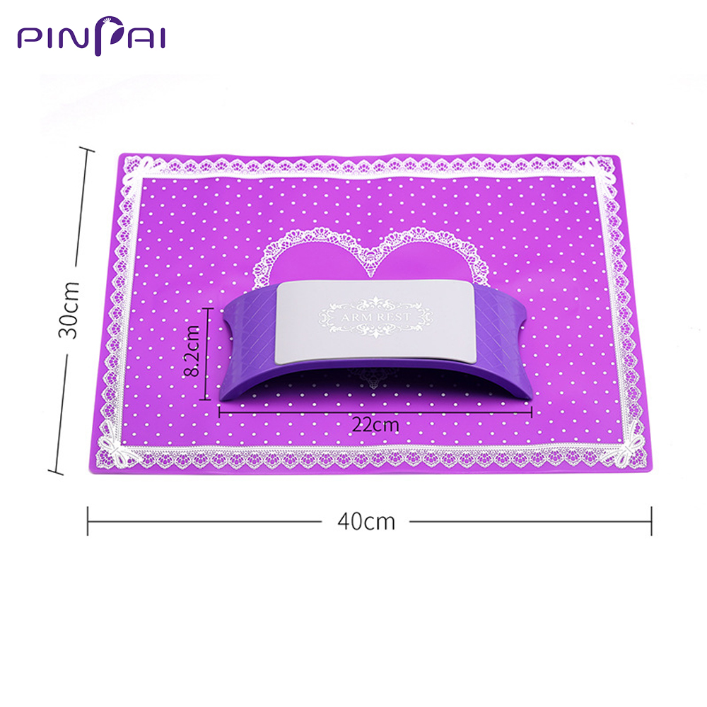 Pinpai 1 set silikon nail art handstöd manikyr bord armhållare kudde kudde matta pad hopfällbar tvättbar salong manikyr verktyg