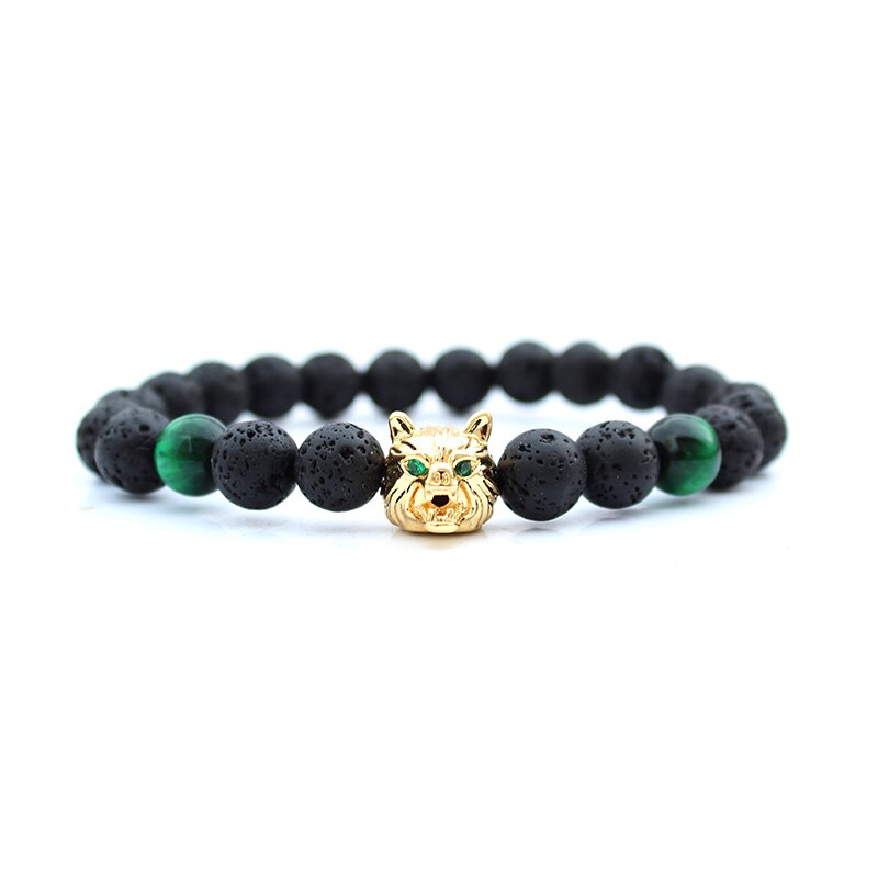 Wolf Man Bracalete Kralen Mannen Armband Natuursteen Kralen Armbanden Voor Vrouwen Pulseras Pulseira Sieraden Handgemaakte Bileklik: men jewelry / S 160-170mm