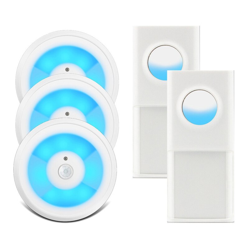USB Powered IP55 Waterproof Wireless Smart Doorbell Door Bell Ring Chime Call 433MHZ LED Night Light Home Plug-Free For Home: W2 button 3 receiver
