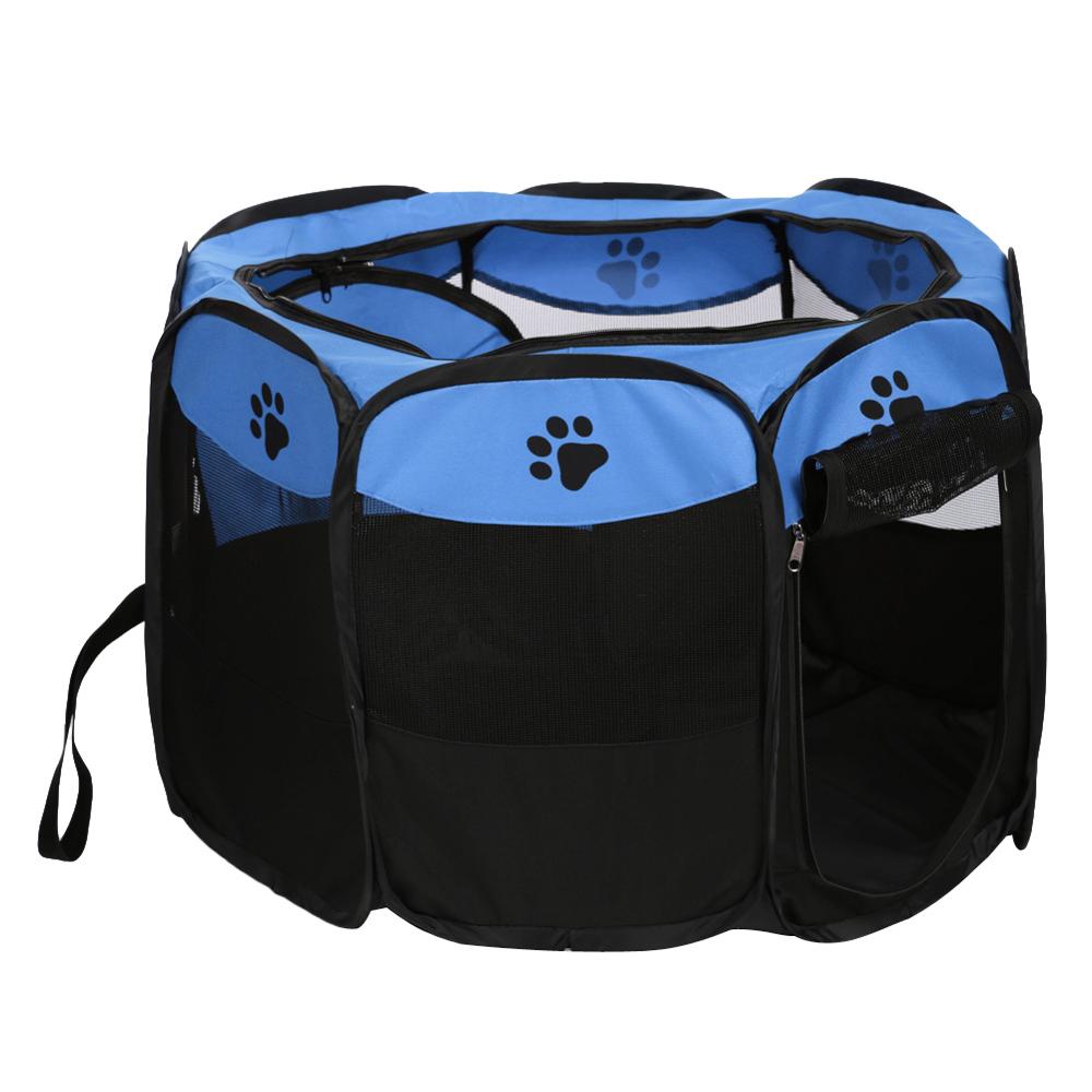 Hundekasse til stort hundebur bærbart folde kæledyr telt hundehus udendørs kenneler hegn kravlegård indendørs hvalp katte bur kæledyr seng: Mørkeblå 73 x 73 x 43cm