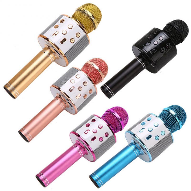 WS858 Handheld Microfoon Bluetooth-Compatibele Draagbare Karaoke Microfoon Professionele Spreker Home Ktv Voor Muziekspeler Mic