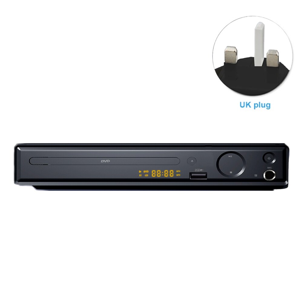 USB HDMI Portable Digital Display CD VCD Easy Use Mic Port DVD Player Mini AV Output Home 4K 1080P SVCD With Remote Control: UK