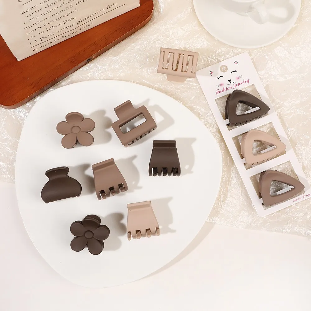 Nueva , conjunto de tres piezas de Color café, horquilla geométrica esmerilada, pasadores con Clip para el pelo para mujer y niña, accesorios para el cabello