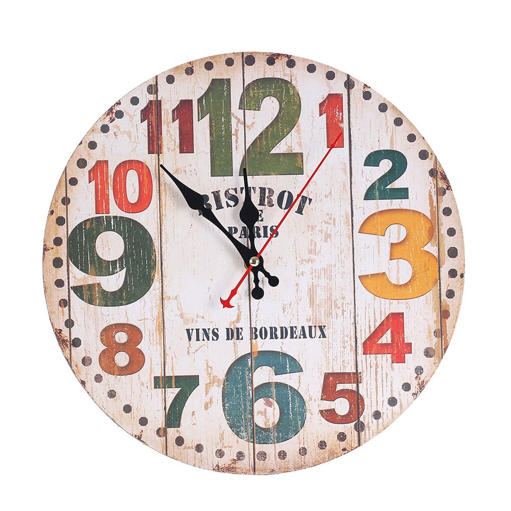 30cm Retro Round Bedroom Living Room Digital Dial Mute Wall Clock Imitative Wood Hanging Clock: NO1
