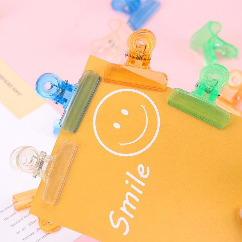 10PCS Transparent Plastic Receipt Invoice Clip Folder Colour Transparent Stationery Clips Office School Supplies