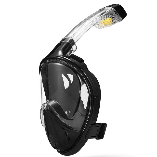 Diving Mask Underwater Anti fog Panoramic Full Face Snorkel Women Men Swimming Snorkeling Mask Scuba Goggles Camera Mount: Black