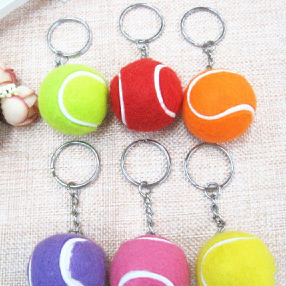 Key Ring Soft Lovely Flocking Mini Sport Ball Tennis Keychain for Kids Tennis Keychain