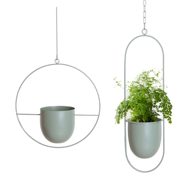 Hanging Flower Pot Chain Set - 2 Pcs Metal Iron Basket Hanger - Wall Mount Balcony Decor: Green 2Pcs