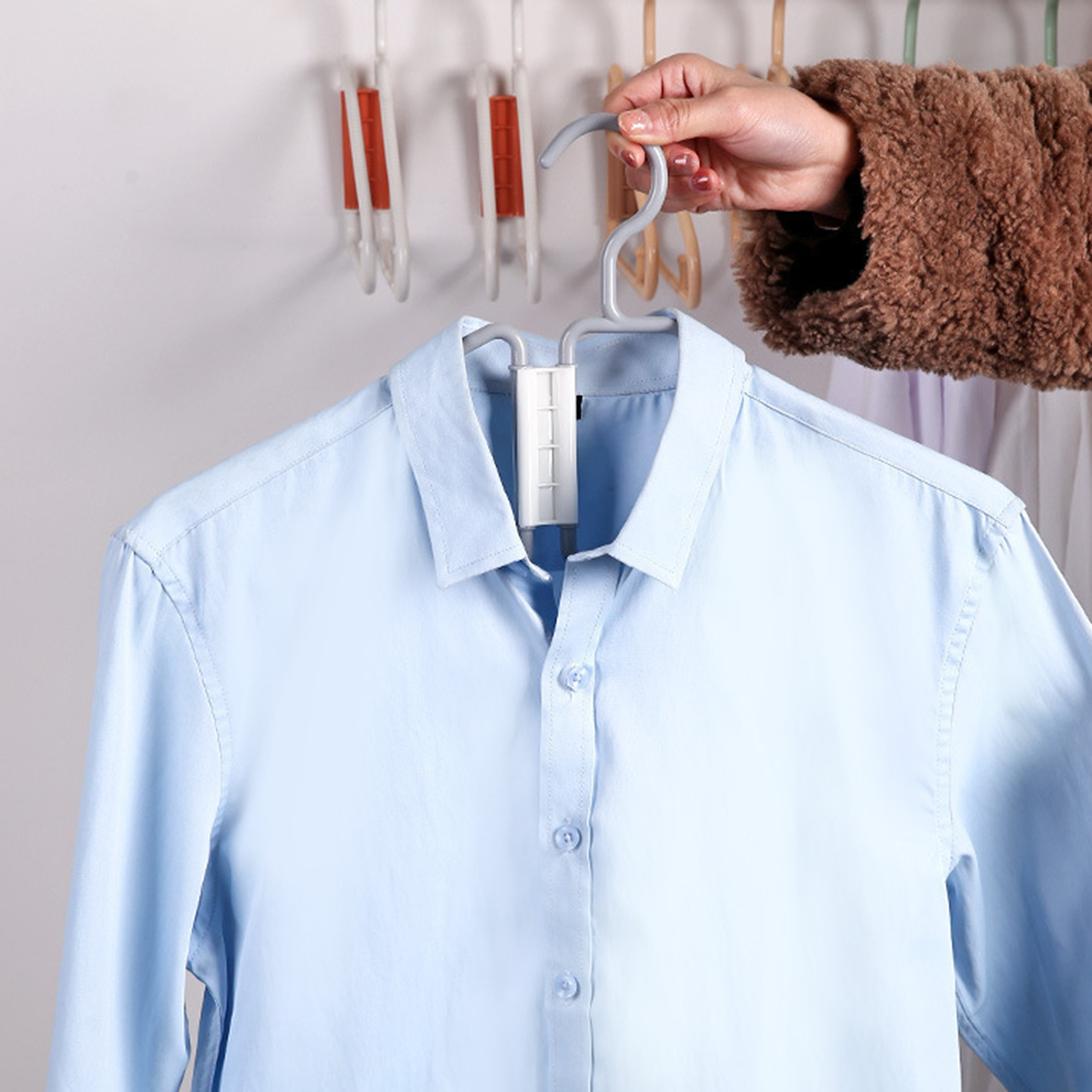 Perchas plegables para abrigos, colgador de almacenamiento de ropa de plástico portátil, perchero ahorrador de espacio para armario, ganchos gruesos para almacenamiento en el hogar