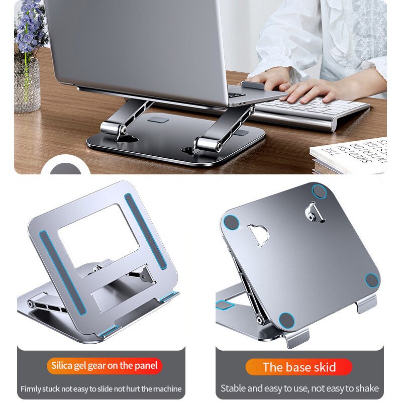 Laptop Stand Adjustable Aluminum Alloy Notebook Stand Computer Tablet Stand Compatible with Air Pro Dell HP Lenovo Holder Riser
