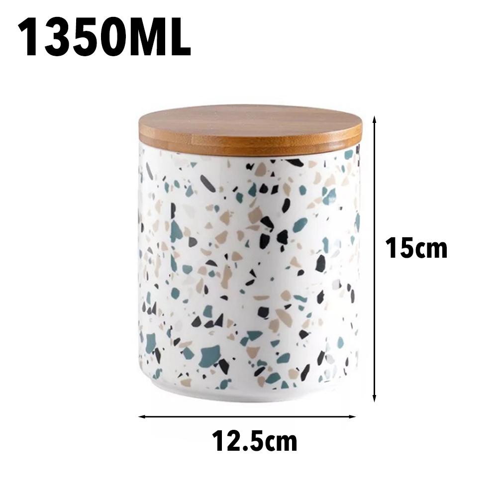 Tarro de almacenamiento de alimentos, tarro de almacenamiento de alimentos de cerámica con sello hermético tapa de bambú moderno recipiente para almacenar comida Kitche de cerámica blanca: 2