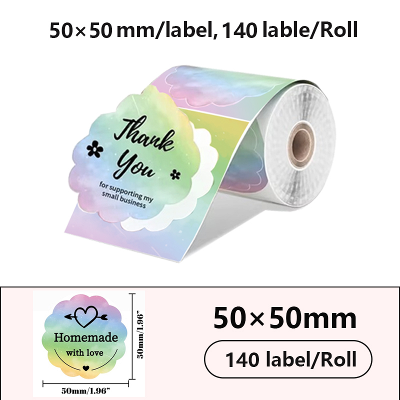 50x50mm/150Pcs Sticker Self-Adhesive Thermal Adhesive Label Roll Compatible for Phomemo M110 M220 M200 E210 P50 DETONG P1 WP9520: LC