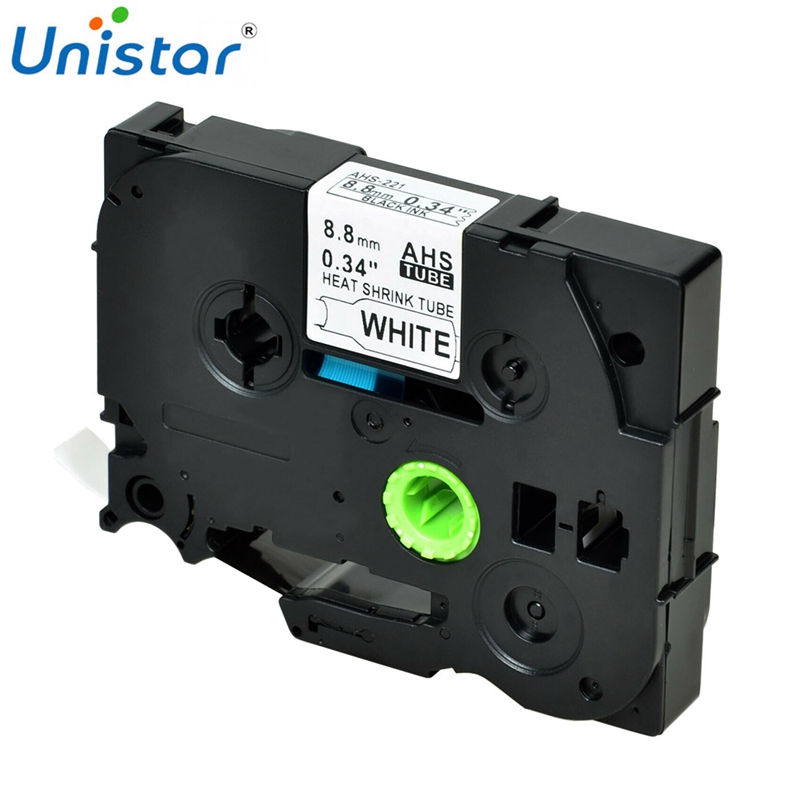 Unistar HSe-221 compatible with Brother Heat Shrink Tube 9mm X 1.5m White Yellow Label Printer HSE221 HSE621