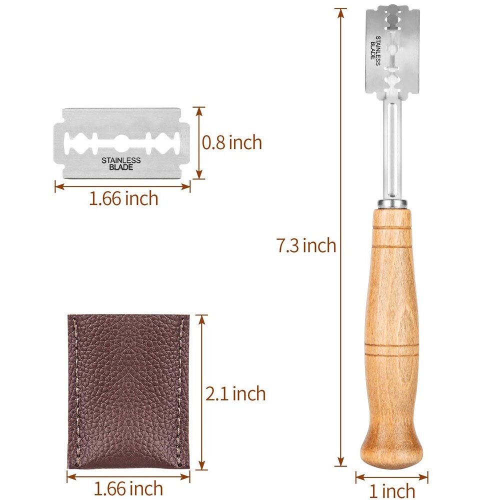 Bread Lame Dough Scoring Knife Dough Making Slasher Tool Breads Cutting Scraper Baking Knife Cutter with Blades Arc Curved Knife