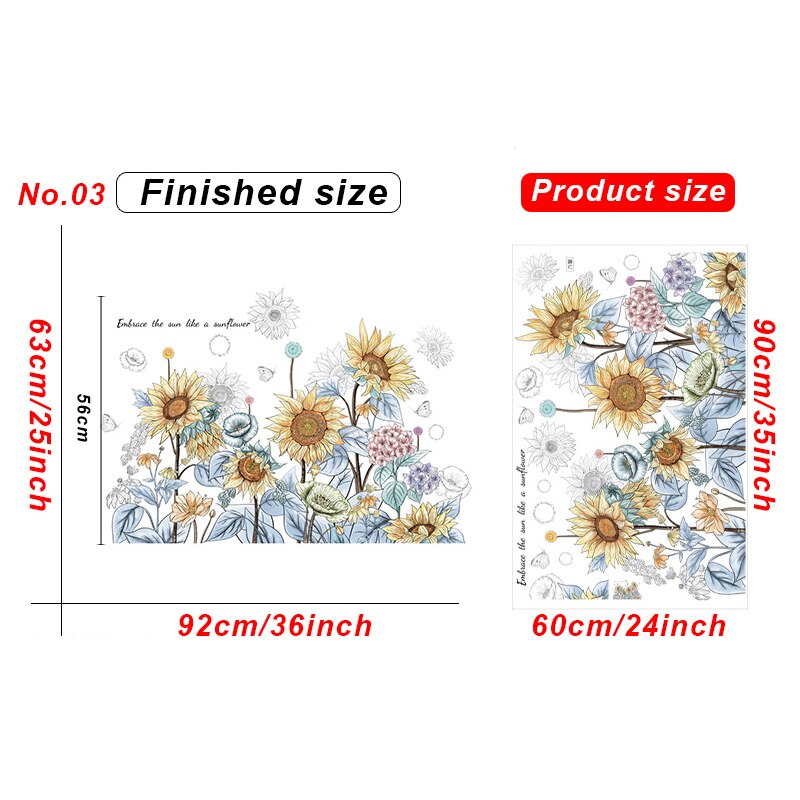 Varios Pared de flores pegatinas zócalo etiqueta de la pared para sala dormitorio pasillo decoración de la pared removible calcomanías decoración del hogar: No.03