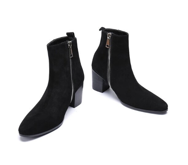 Herresko moderigtige lynlås chelsea støvle pu læder håndlavet formelle stilfulde vinter western støvler zapatos de hombre 4 m 835