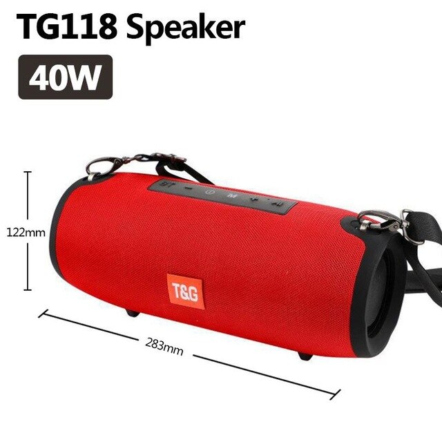 High Power 10w 20w 40w wireless bluetooth speaker portable column big subwoofer music center for computer pc usb radio speakers: TG118 Red