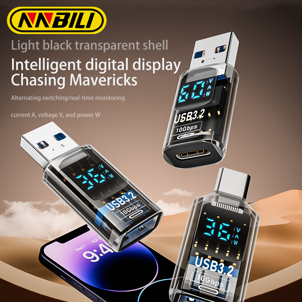 NNBILI USB 3.2 Digital Display Adapter 10Gbps USB Male TO USB Female adapter Fast Charging Data USB C Adapter For Laptop