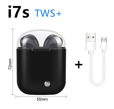 Auriculares Bluetooth i7s TWS 5,0, auriculares inalámbricos con sonido de alta fidelidad, Auriculares deportivos estéreo, auriculares para juegos manos libres para xiaomi huawei: i7s twsMAX black