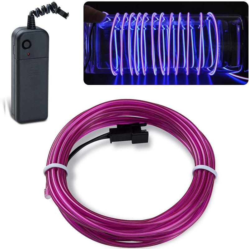 Câble métallique fluo à LED, 2m, luminaire décoratif idéal pour une soirée séparés ante, Noël, une voiture ou un rave: Violet