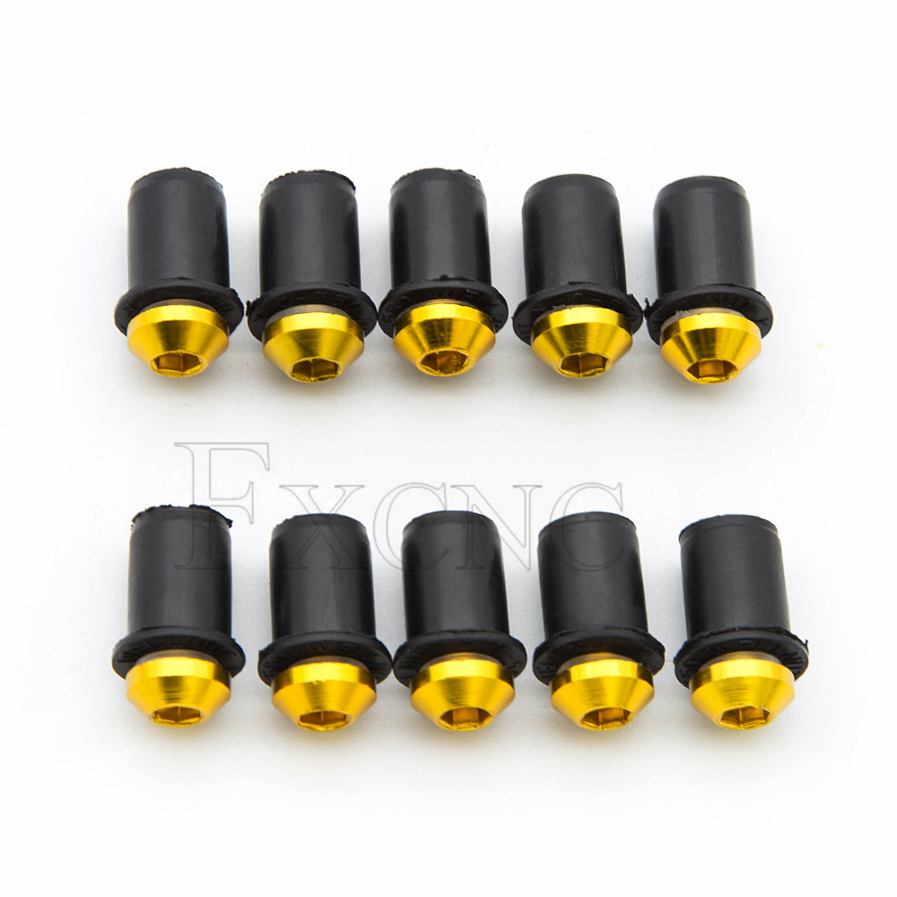 10 Uds. Tuercas universales de goma para motocicleta de 5mm/0,20 pulgadas, carenado de parabrisas, tornillos de aluminio anodizado para Moto: Lavanda