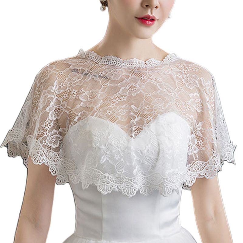 Femmes broderie dentelle florale Cape mariage mariée bal châle haussement d'épaules couverture U90E