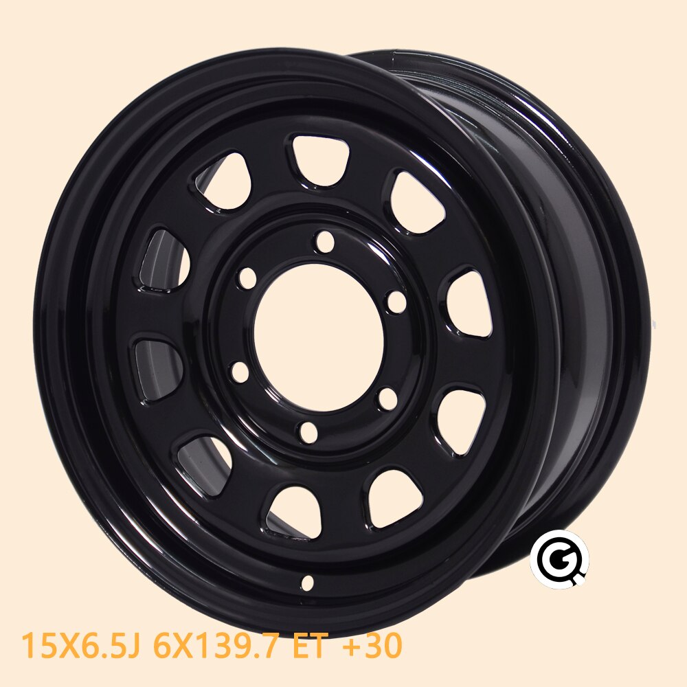 15inch steel wheel 15X6.5J 6 holes 6X139.7 offset 30 hiace car rims gloss black