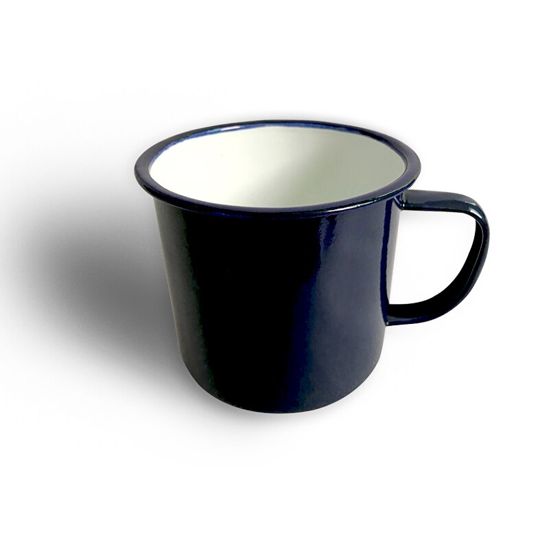 RUIDA Print Coating Enamel Simple Cup Nostalgic Vintage Lover Enamel Drinkware Coffee Cups Tea Cup XO00ZB: blue