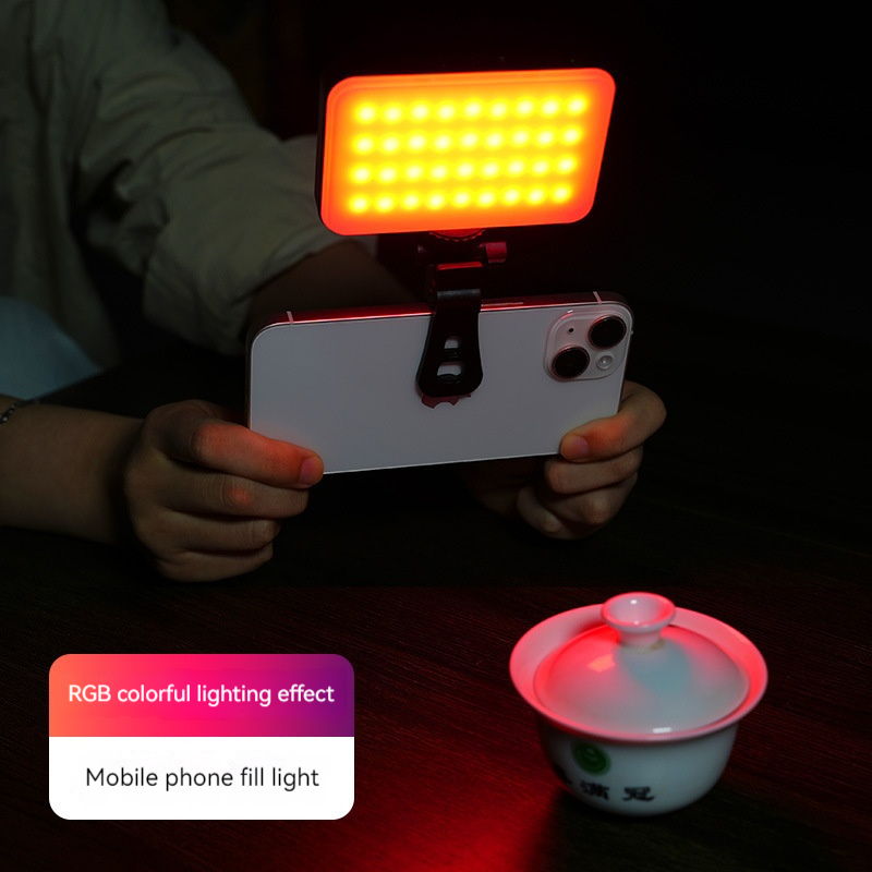 Mini RGB clip-on invullicht, draagbaar LED driekleurig zaklicht, invullicht voor livestreaming, fotografie en selfies