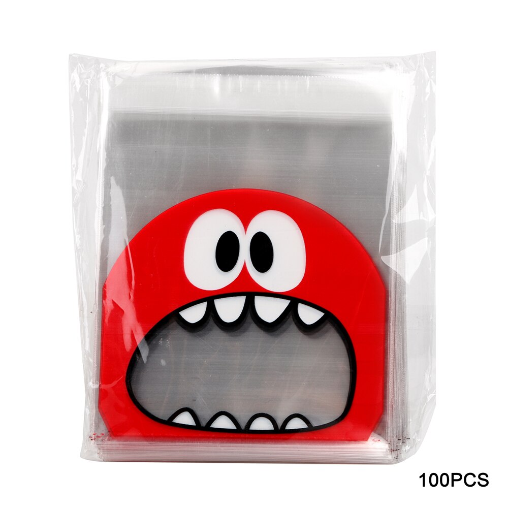 100 piece/pack Food Grade Plastic Self Adhesive OPP Bag For Cookie Candy Preserved Fruit Storage Food Snack Packaging Bag: Red 10cm