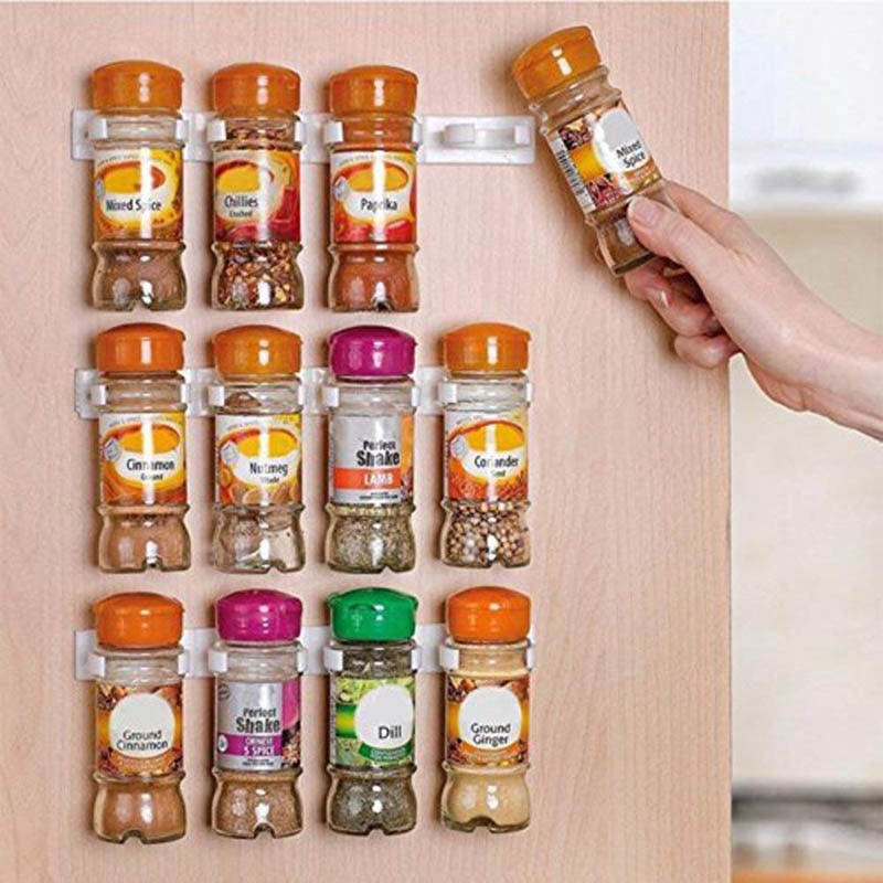 4 Uds. De montaje en pared para gabinete, Clip para ingredientes caseros, estantes para botellas de especias, porta frascos de ahorro de espacio, utensilios de cocina