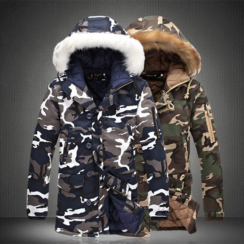 Winterjas heren camouflage leger dikke warme jas heren parka jas heren capuchon parka's heren m -4xl plus size