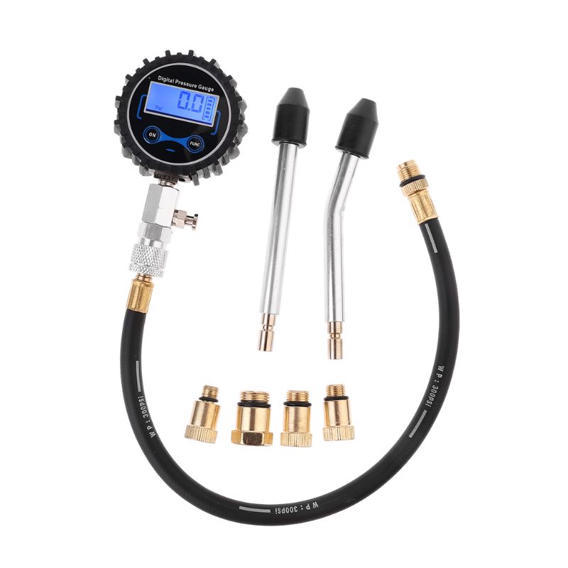 LCD Digitale Compressie Tester Manometer Kit Motor Auto Benzine Gas Motor Cilinder Motorfiets Manometer met Adapter