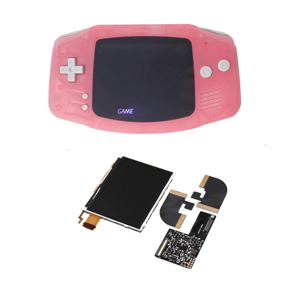 FUNNNYPLAYING For Gameboy GBA Advance ITA AGB RETRO PIXEL TFT BACKLIGHT KIT Memory Brightness Adjust The Display With Shell: PINK ITA