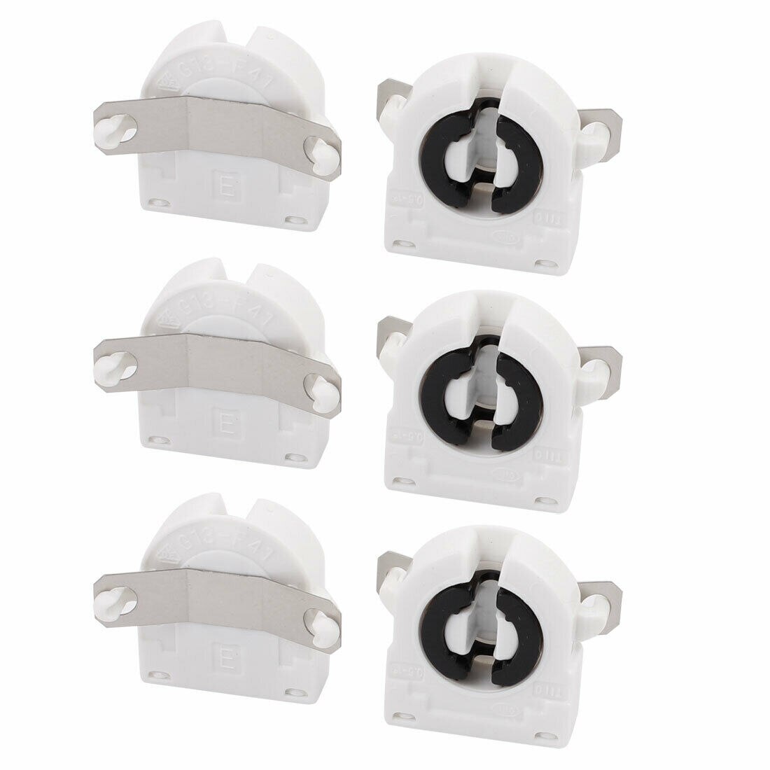 6 Pcs AC500V 2A G13-F41A T8 Light Socket G13 Base Fluorescent Lamp Holder White