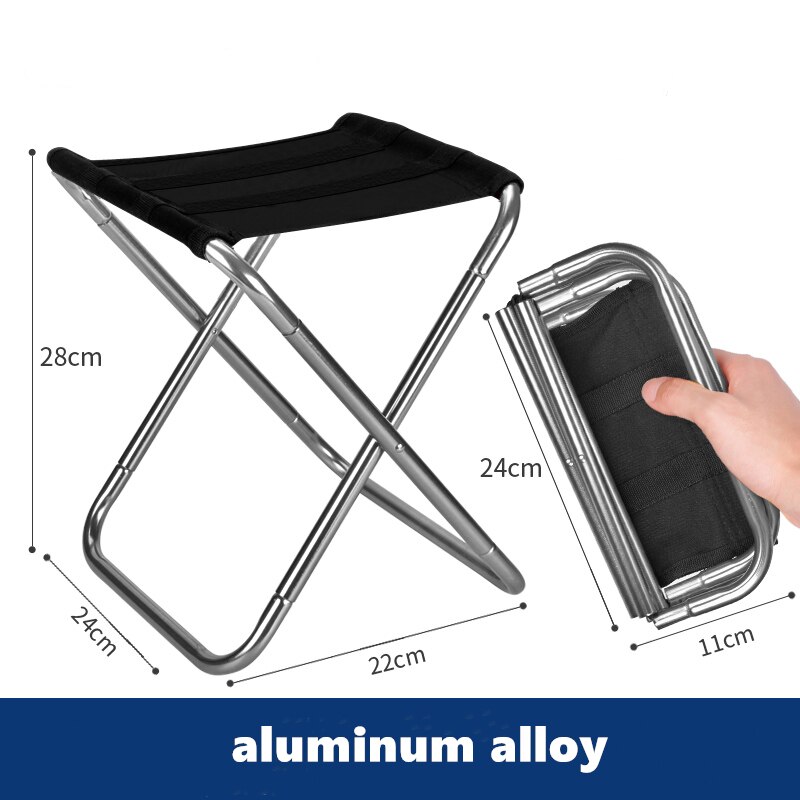 Aluminiumslegering folde stol folde fiskestol letvægts picnic camping stol fiskestol metro stol strand stol: Lysegrå