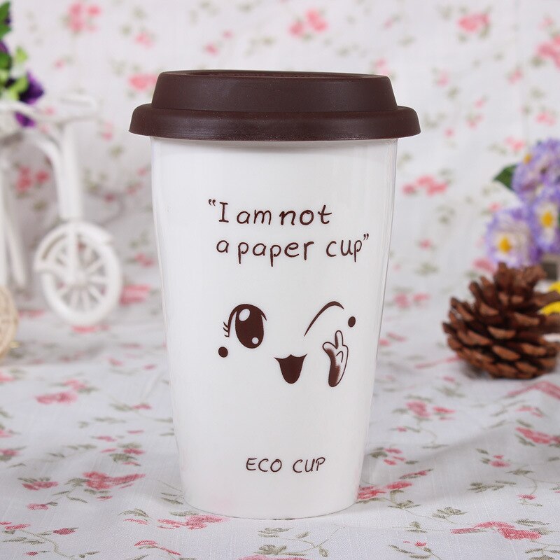 Travel Mug Ceramic Double Layer Mug L Coffee Cup with Silicone Cover